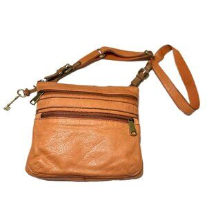 Fossil Explorer Leather Crossbody Bag Light Tangerine Tan
